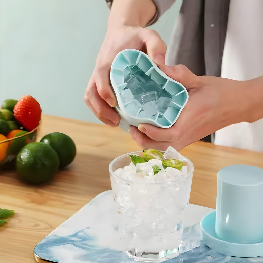 Molde y Cubo de Silicona para Hielo